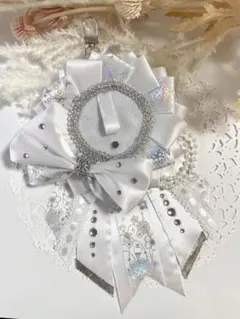 【54-58mm対応】パールつきロゼット ブラック黒　缶バッジ 痛バ 推し活