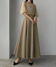 Louere 2WAY半袖シアーボレロ＋フレアキャミワンピースSET MT