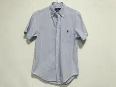 RALPH LAUREN 半袖シアサッカーストライプBDシャツ ブルー 美品のサムネイル