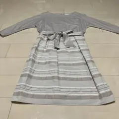 ナチュラルビューティー ベージュ長袖ワンピース　サイズ40 美品