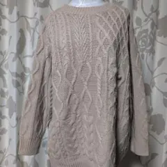 LOWRYS FARM ベージュ ケーブルニットセーター Lサイズ