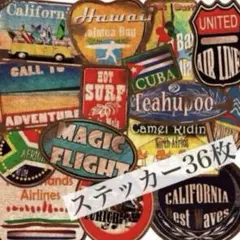 防水ステッカー 36枚セット ヴィンテージ風 サーフ スケボー アメカジ 登山