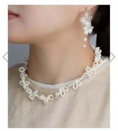 アネモネ、ショートネックレス、パール