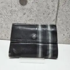 COLE HAAN 三つ折り財布 ブラック ストライプ