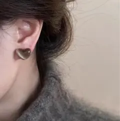 心形耳環　棕色　可愛　時尚　個性　休閒　全新