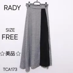 RADY レディー スカート ロング丈 千鳥格子柄 プリーツ切替デザイン