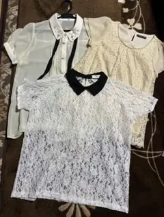 【未使用】3点セット　レース　半袖　透け感　まとめ売り　オフィスカジュアル