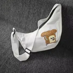 トースト刺繍 ホワイトショルダーバッグ