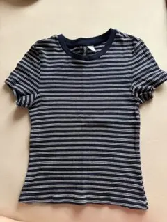 H&M DIVIDED ボーダー 半袖 Tシャツ ネイビー Sのサムネイル