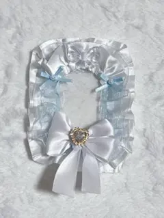 トレカケースデコ 硬質ケースデコ B8 レースデコ 水色 白 天使界隈 リボン