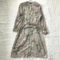 人気✨ レオナール ロングワンピース カンカン素材 Lサイズ ボウタイ