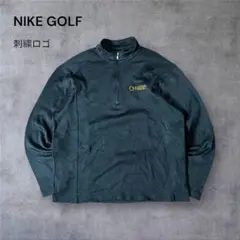 510古着NIKE GOLFハーフジップスニードジャック刺繍ロゴスウッシュY2K