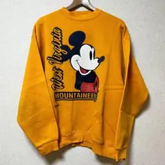 希少 ビンテージ USA製 ディズニー ミッキースウェット マスタードカラー