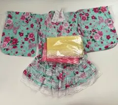 新品未使用　ゆかた　浴衣　帯　浴衣ドレス　帯　セット　レース　蝶　90cm