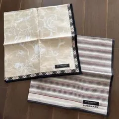 未使用　バーバリー　ハンカチ2枚　ストライプ　花柄　BURBERRYノバチェック