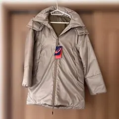 ASICS ベージュ ロングコート Mサイズフード付き