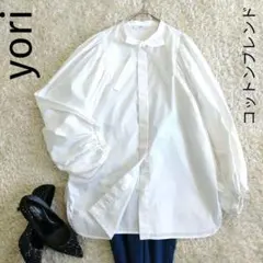 yori　ボウタイリボンラウンドヘムボリュームスリーブ　コットンブレンドブラウスのサムネイル