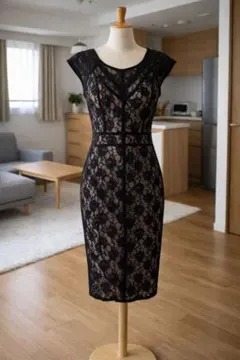 レディース レースワンピース タイト ブラック XL