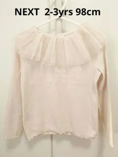 NEXT ピンク ゴールドラメ フリル襟リブ編みトップス 2-3yrs 98cm