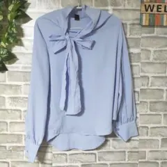 シーイン ボウタイブラウス 無地 袖ボリューム 大人可愛い ゆったり 上品 S