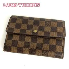 ルイヴィトン 美品 ダミエ エベヌ エテュイ パピエ 三つ折り財布 折り