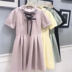 ROJITA スピンドルハイネックフリル5分丈ワンピース ピンク