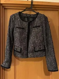 ツイード　ジャケット　ノーカラー　ミッシュマッシュ