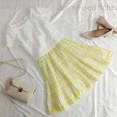 アプワイザーリッシェ チェック柄プリーツドッキングワンピース