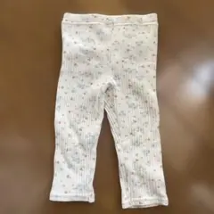 美品　花柄リブ編みレギンス フリル付き
