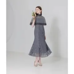 leja ハイネック花柄レースボレロスパンコールマーメイドワンピースドレス
