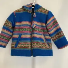 ネパール現地購入　フード付き多色ストライプアウター