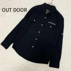 【OUT DOOR】ミリタリーシャツ　カジュアル　ネイビー　L