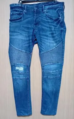 値下ブルースリムフィットバイカーデニム　H&M NO1