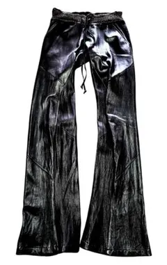 bajra Black Lamb Leather Flare Pants