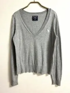 【最終値下げ】Abercrombie & Fitch グレー Vネックセーター