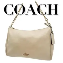 良品 COACH コーチ オールレザー 2wayショルダーバッグ チェーン