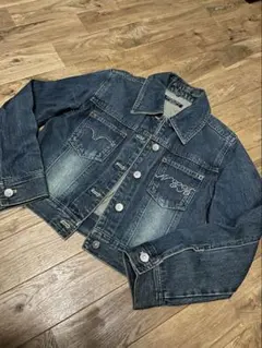 ダークブルー デニムジャケット Gジャン キラキラ ビーズ 子供用