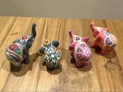 陶器製　象の置物4セット