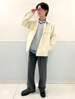 ユニクロ　オーバーシャツジャケット(ジャージー)　オフホワイト