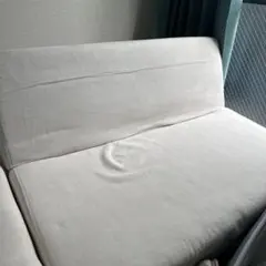 クリーム色ファブリック2人掛けソファベット