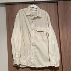 アイボリー 長袖シャツ ポケット付き