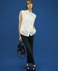 【Mila Owen】ウエストゴムセンタープレスセミワイドパンツ