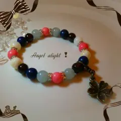 ❁家庭円満・子宝運・幸福❣お花のチャーム付【ピンク珊瑚&アクアマリン他】