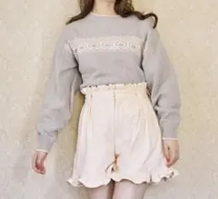 Treat Yourself ハート柄ニットセーター グレー