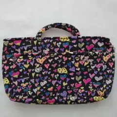 ☆ツモリチサト・スリープ・バックインバック・黒カラフルハート柄ポーチ