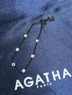 AGATHA ブラック チェーンブレスレット