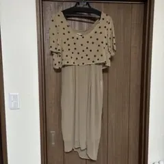 Nano Universe ベージュ ドット柄 半袖ワンピース