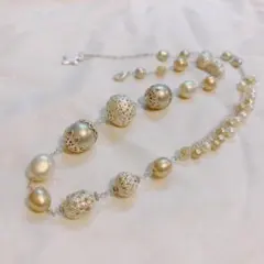 【完成品】シャンパンカラーの２WAYネックレス