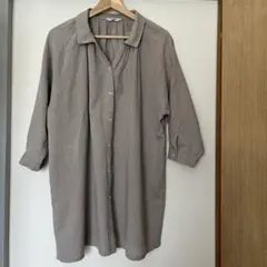 studio CLIP グレー ボタンアップシャツ 七分袖 ベージュ