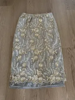 IENA花柄刺繍グレータイトスカート
